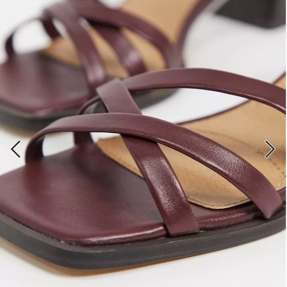 Topshop divine block heel in burgundy - Picture 3 of 4